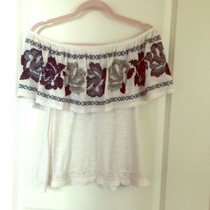 Free People embroidered off the shoulder top